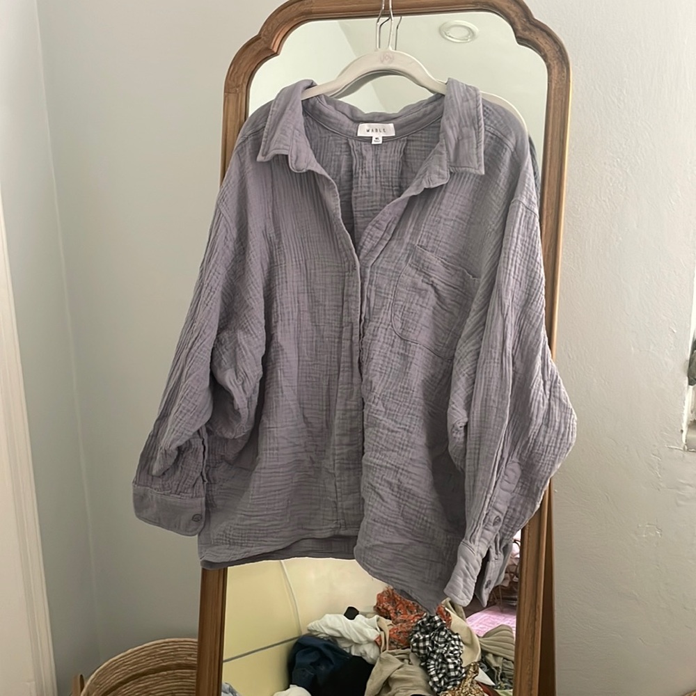 Dust blue muslin button down M/L